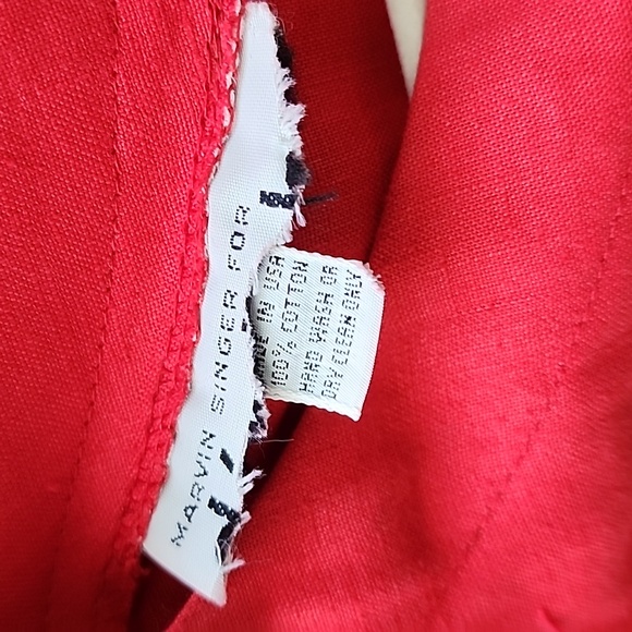 SOLD Marven Singer Vintage Red Linen Button Back Midi Dress 12 B3 - Picture 8 of 10